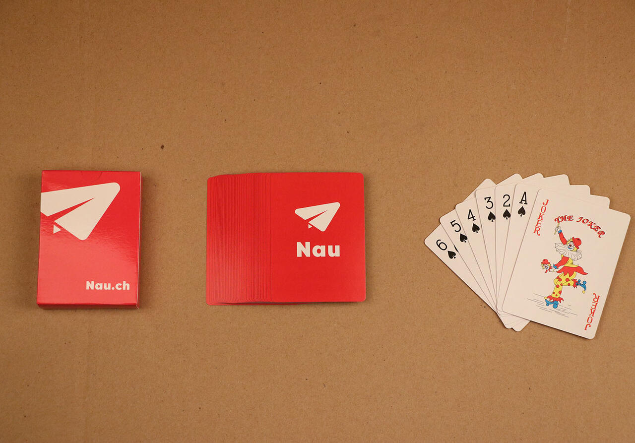 Custom poker-size playing cards — full-deck print on coloured-core paper or waterproof PVC