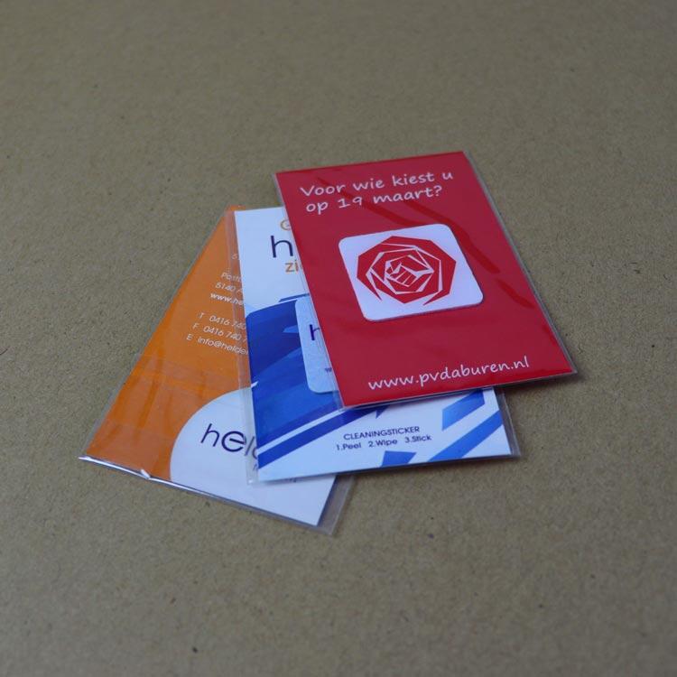 Custom small sticky screen cleaners — printed microfiber for phones, tablets and laptops