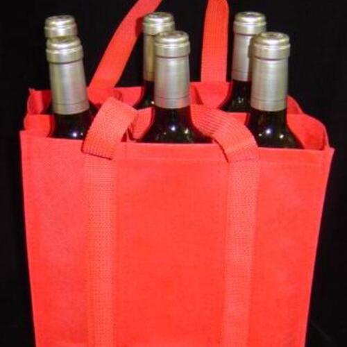 Custom printed PP non-woven wine bag for 6 bottles Custom printed PP non-woven wine bag for 6 bottles image
